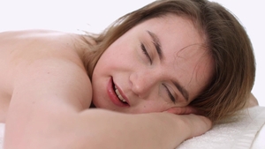 She Is Nerdy: Inked shaved european coed Jeremy cunnilingus